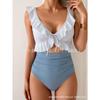 New women's one-piece belly pleated swimsuit V-neck pleated swimsuit Slim-fit hollow swimsuit women