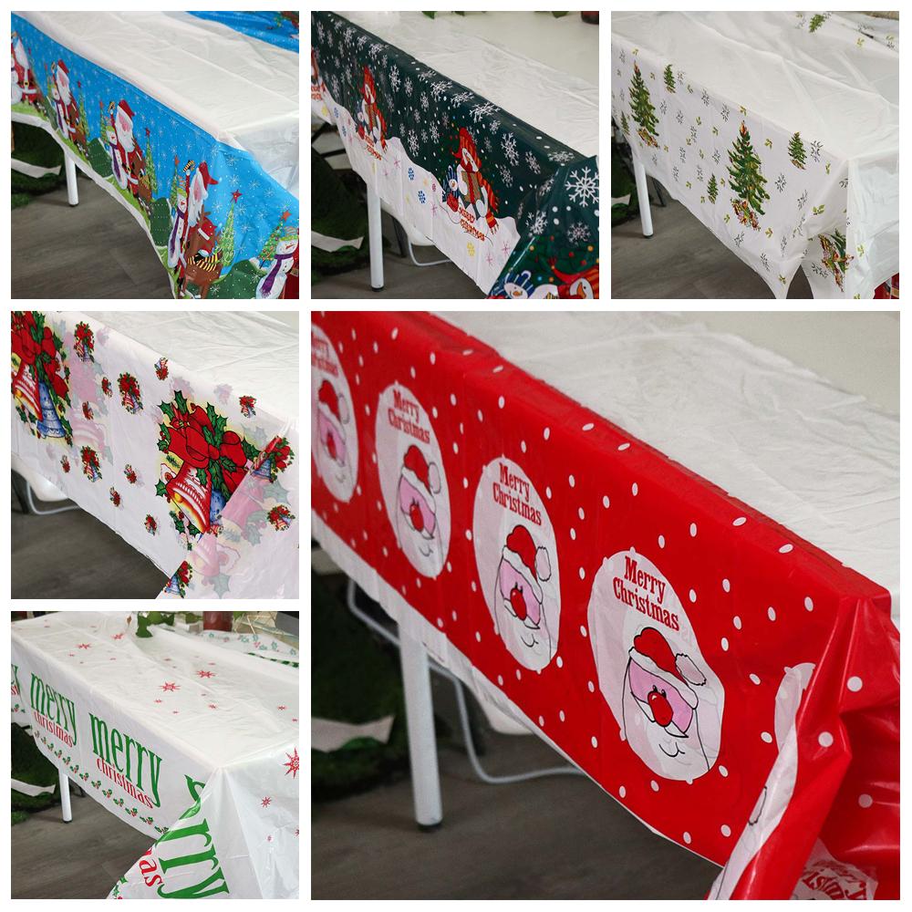 Disposable Christmas Tablecloth Plastic Xmas Decoration Cute Christmas Table Cover  Party Supply