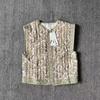 Women's Clothing 2024: Autumn/Winter Ethnic-Style Quilted Vest with Round Neck and Print Design