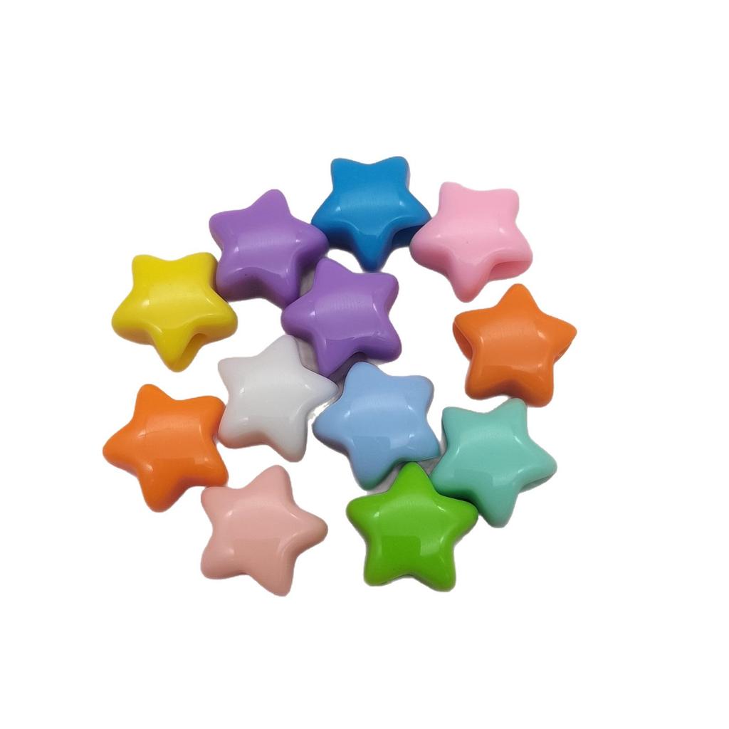 Acrylic Beads with Large Hole: Pentagram Heart Design for DIY Accessories in Mixed Colors