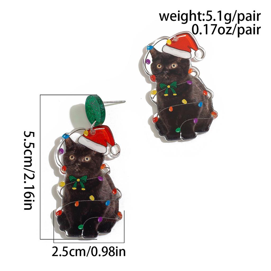 Holiday Acrylic Tassel Drop Earrings Christmas Theme Pattern Stylish Studs Earrings Unique Christmas Earrings for Party