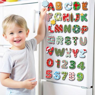 Kids Educational Refrigerator Magnet Alphabet Number Fruit Animal Preschool Learning Home Kitchen Whiteboard Locker Fridge Magnetic Decoration