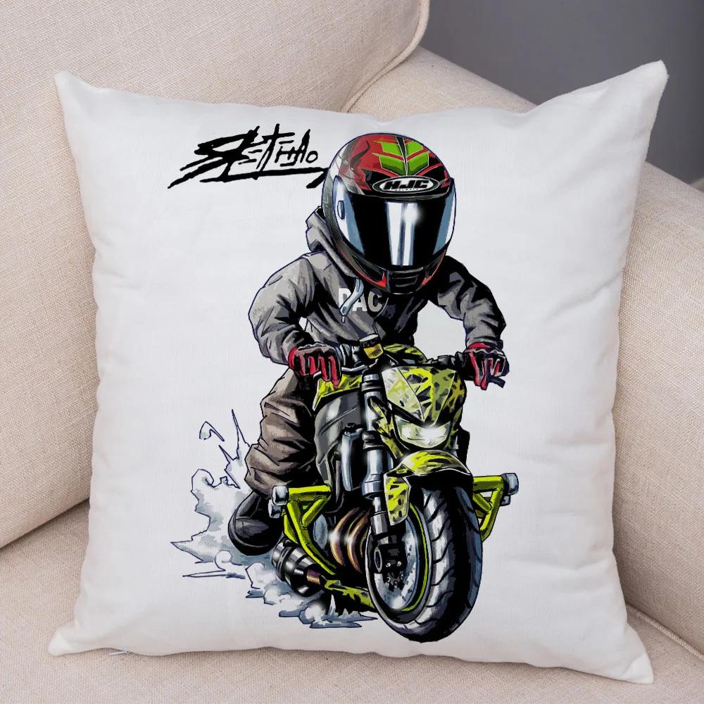Extreme Sports Motorcycle Pattern Cushion Cartoon Mobile Bicycle Pillow Head Cover Decoration Living Room Sofa Car Home
