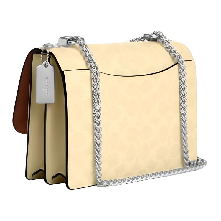 Coach Klare 22 Silver Logo Chain Shoulder Strap Faux Leather Shoulder Bag Small Women shoulder bag Yellow CAL29-SVMN0