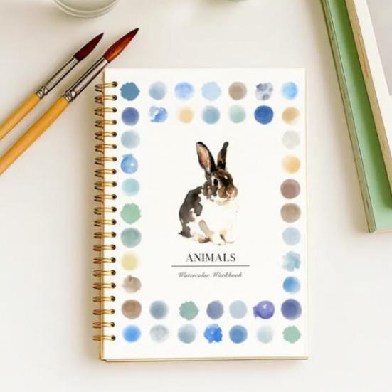 Coloring Picture Book with 12 Paint Colors Thickened Pages Animal Flower