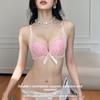 Ropa interior de encaje sexy para mujer, primavera y verano, fruncido, elevación de pecho pequeño, con soporte para prevenir la flacidez, para recibir un par de sujetadores de leche