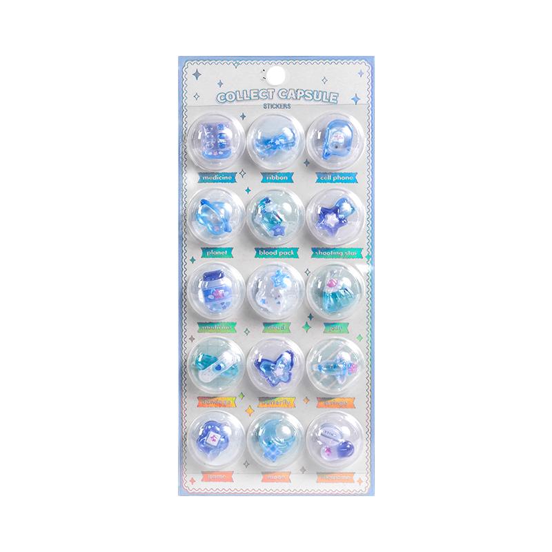 3 Pcs/6 Pcs Random 3D Creative Space Food Cartoon Round Relief Stickers Scrapbooking Diy Journal Cute Stationery Sticker