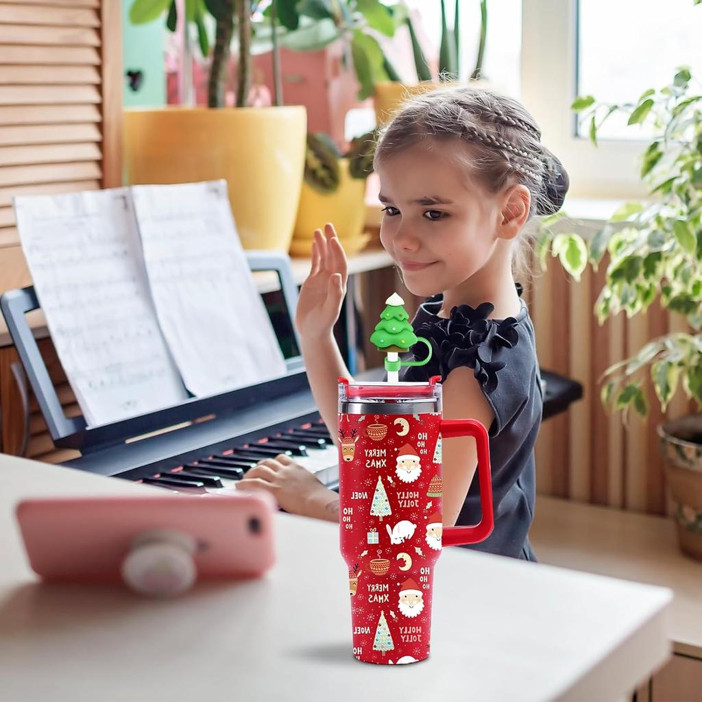 1Pcs 10mm Christmas Straw Covers Cap for Stanley Cup Tumblers Accessories Reusable Straw Cap Stopper for Straws Tip Lids