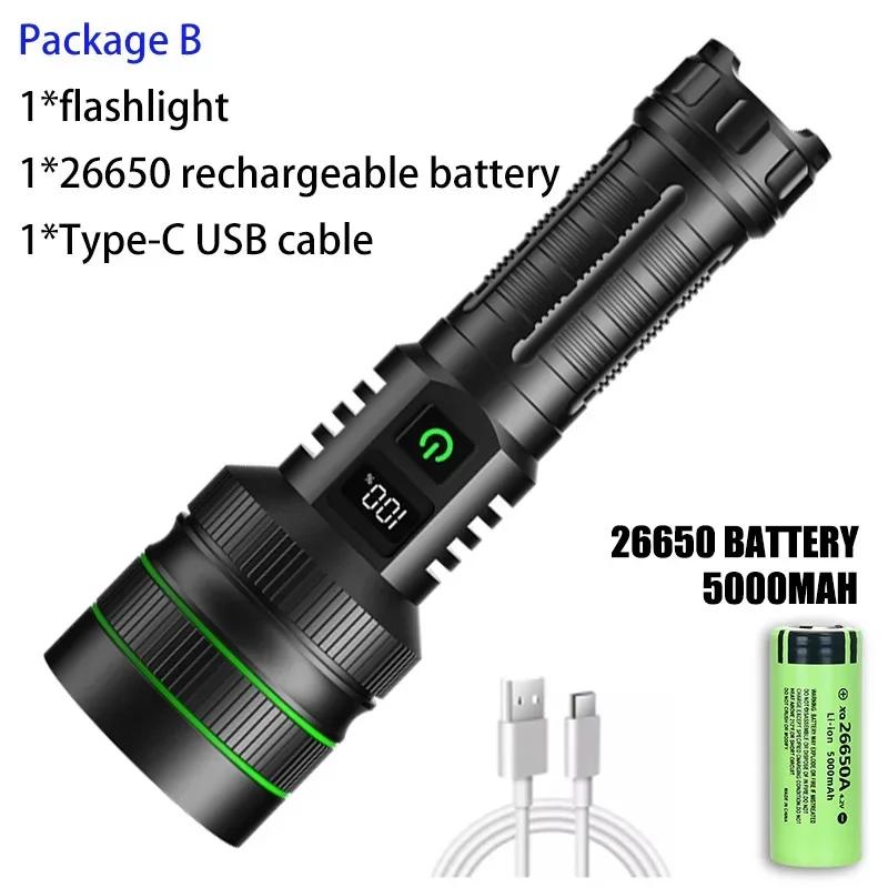 100000LM High Power Rechargeable LED Flashlight Work 48H Illumination 5000M Ultra Powerful Led Torch with Magnetb Charging