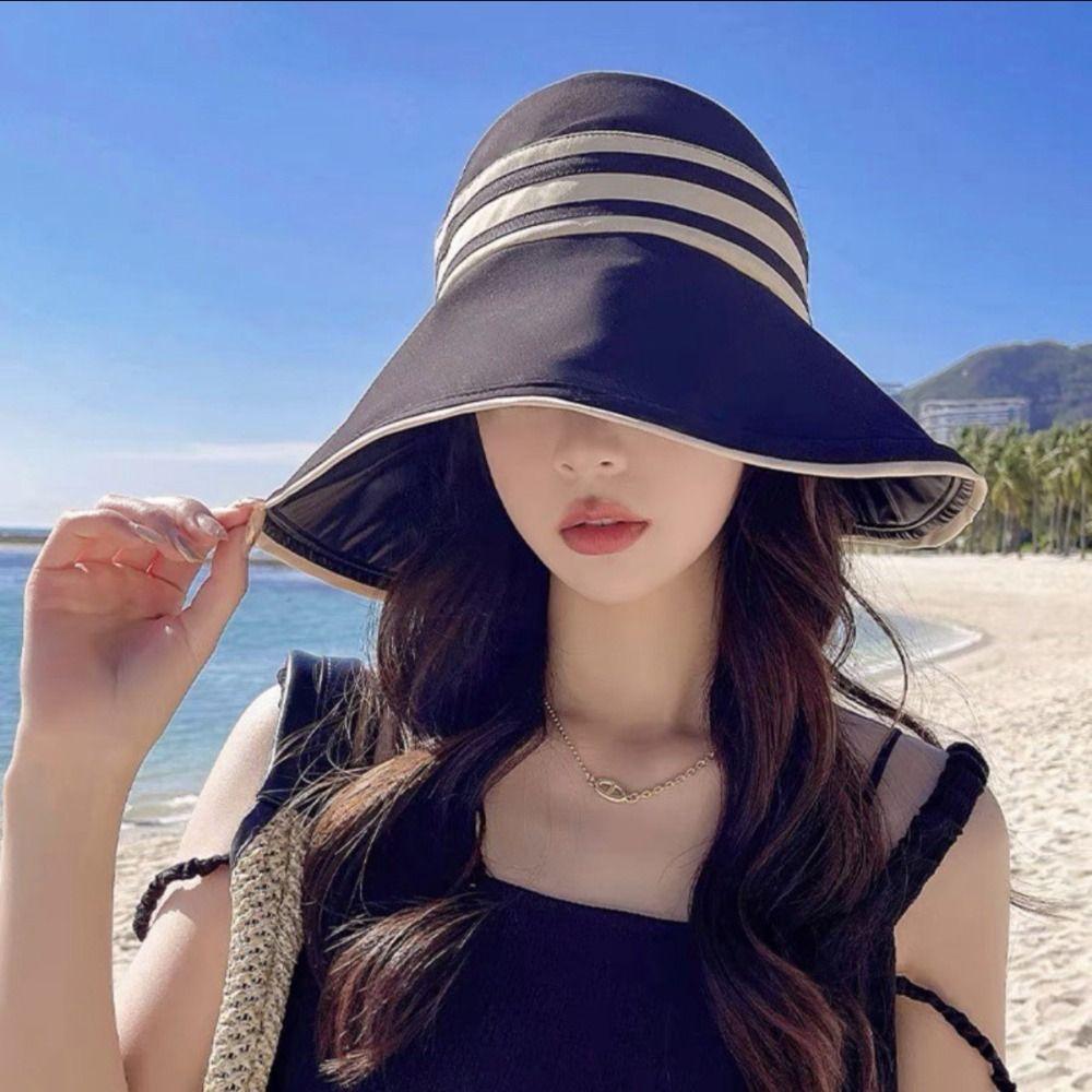 Fashion Adjustable Fisherman Hat Simple Foldable Wide Brim Beach Cap Anti UV Sun Hat for Woman
