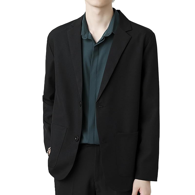 

[ANONIE] men s tailored jacket suit casual Fashionable commute blazer large size jacket slim fit black XL