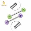 Waterproof Crystal Resin Ball Tongue Rings Nipple Barbell Ear Cartilage Earring 14G 1.6mm 12-22mm Titanium Piercing Body Jewelry