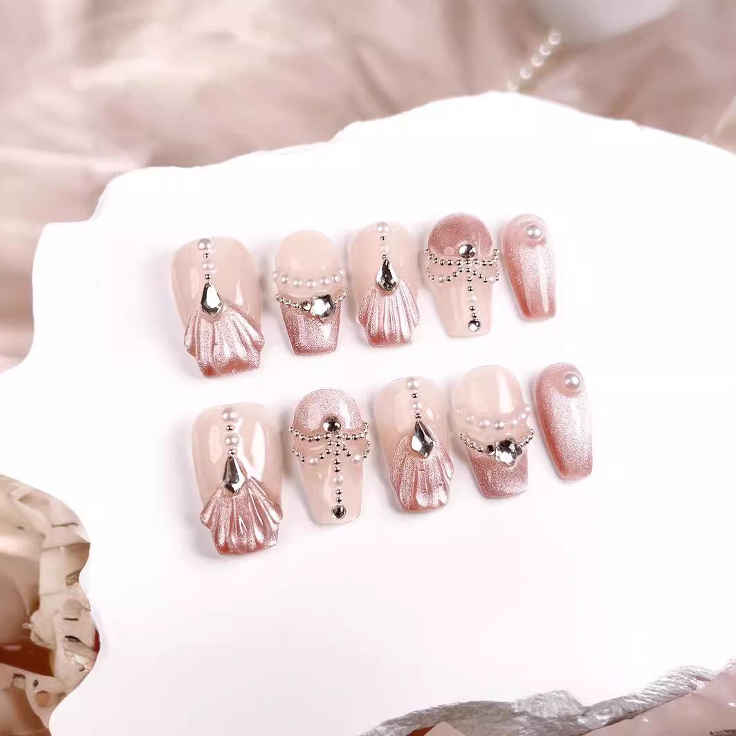 

High-End Handmade Mermaid Tail Cat Eye Shell Nail Art Patches Medium