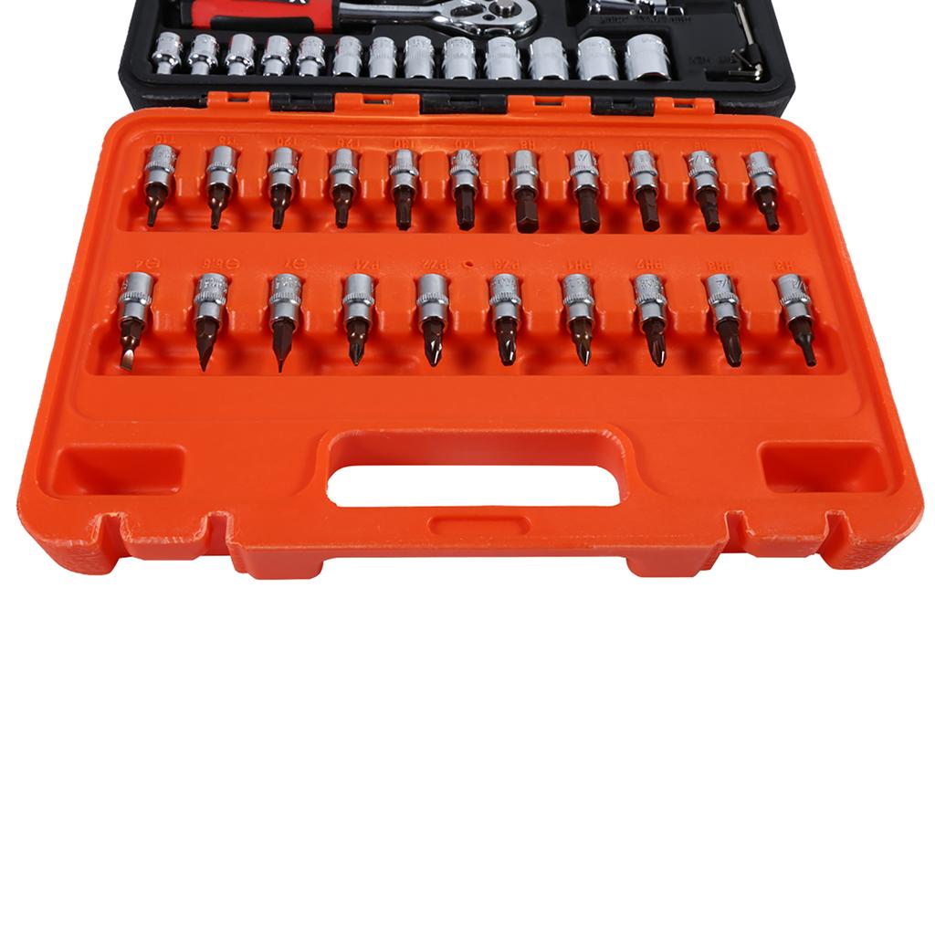 46pcs Socket Spanner Wrench Set 1/4\\\" Drive Metric Extension Bar with Box