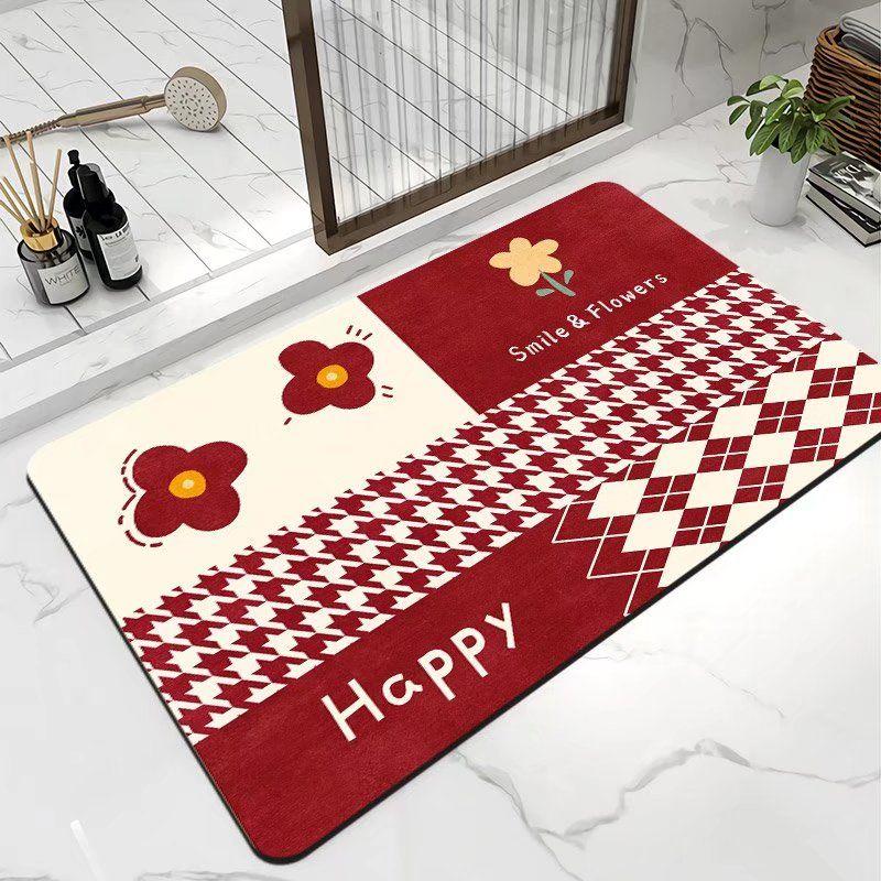 Diatom Mud Absorbent Soft Floor Mat for Bathroom and Household Use, Anti Slip Bathroom Door Mat Feet