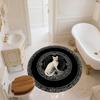 Floral Cat  Round Area Rug,Carpet Rug for Living Room Bedroom Sofa Playroom Decor,Non-slip Floor Mat
