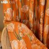 1PC LOZUJOJU European Style Orange Tulip Printed Curtains Fully Blackout Curtain for Bedroom Living Room Balcony Window for Home Decor