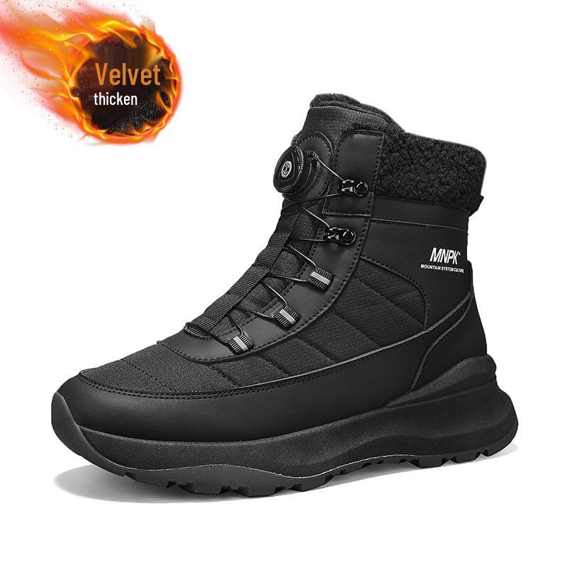 

Мужские зимние ботинки на толстой подошве - Зимние высокие ботинки с вращающейся пряжкой и утолщенным бархатом для холодной погоды 42