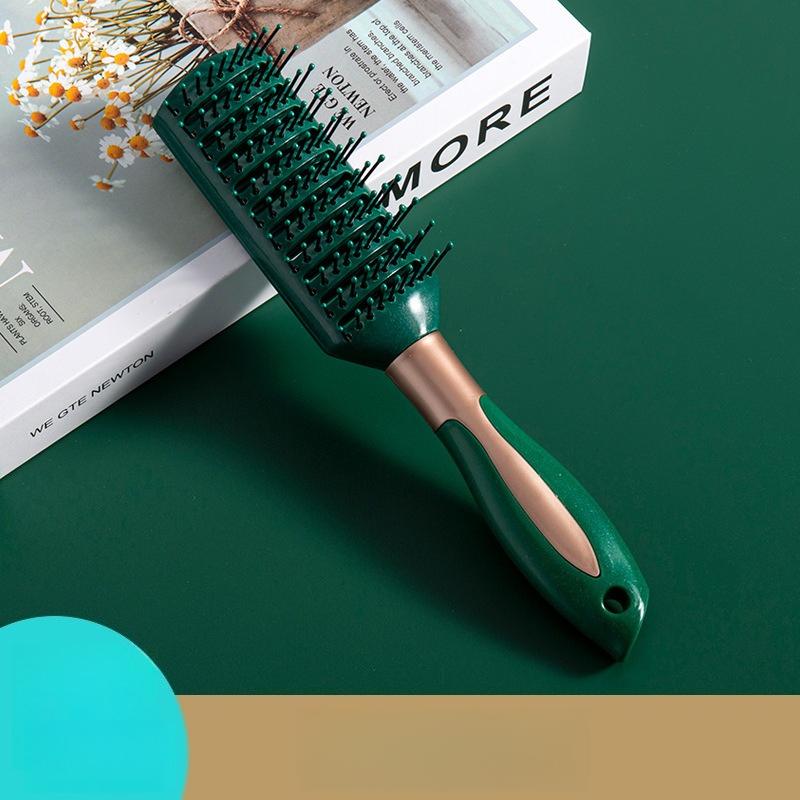 Black and Gold Anti-Static Hair Brush Set with Massage Function for Curly Hair Care