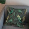 2D Enchanted Green Birds And Leaves Cushion Cover Pattern Cushion Cover Suitable For Sofa Bedroom Car Pillow Cover
