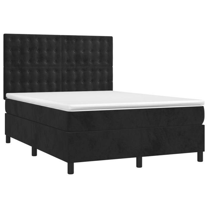 Maison Exclusive - Sommier à lattes de lit matelas et LED Noir 140x190 cm Velours
