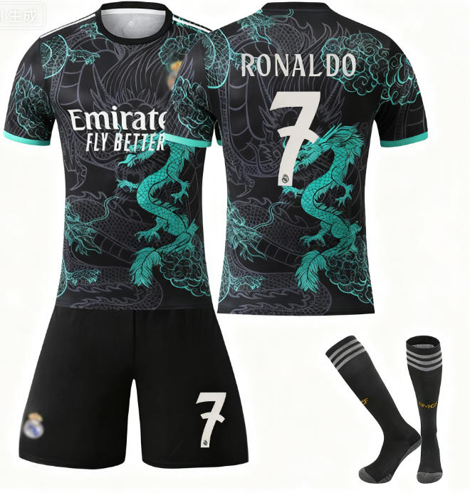 24/25 Costum model Dragon Real Madrid Echipamente de Fotbal Set Tricou cu Șosete