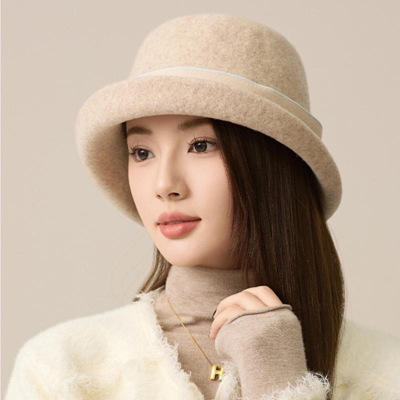 Herbst Winter Wolle Fischerhut Damen Woll Becken Hut