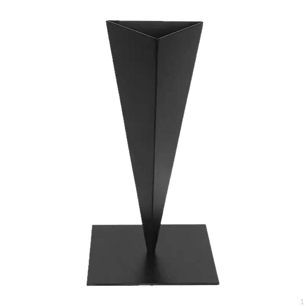 Cone Vase with Square Base Tapered Triangular Iron Conical Flower Holder for Simplicity Lovers,