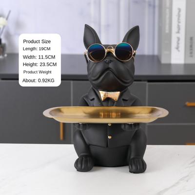 Bulldog Storage Ornaments Entrance Door Key Tray Candy Tray Nordic Light Luxury Personality Home Decoration