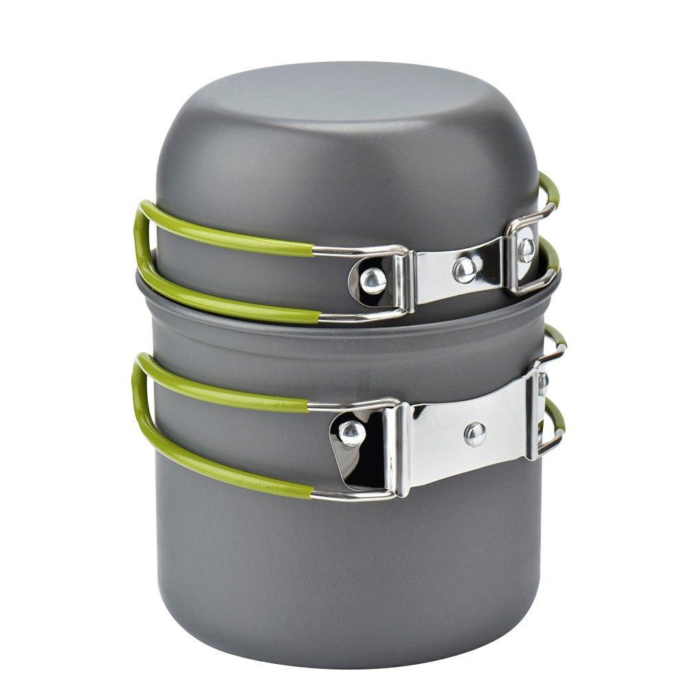 IRONDONKEY Outdoor Camping Backpack Pot Cooking Set Wilderness Survival Aluminum Tactical Portable Folding Pot зелёный