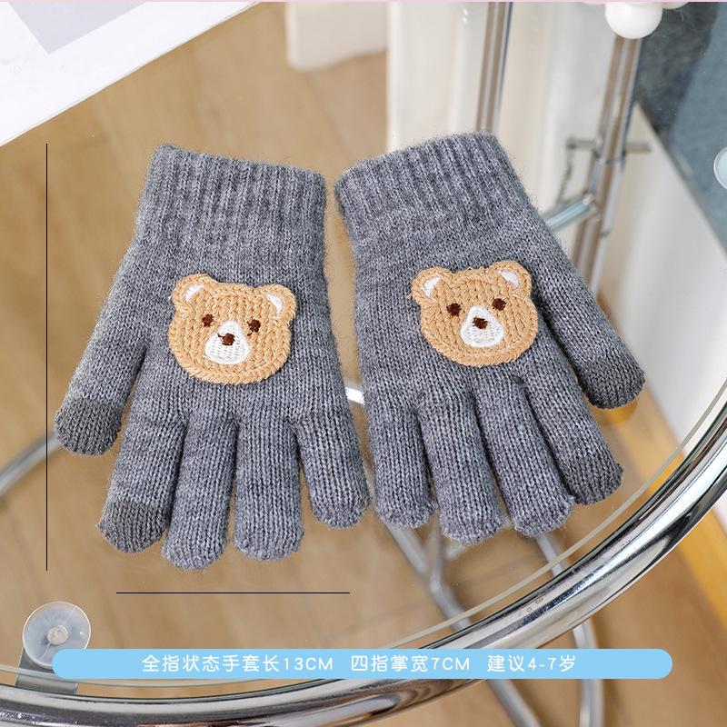 Cartoon Kinderhandschuhe Winter verdickt Jungen und Mädchen Outdoor Plüsch warm Fünffingerüberzug kleines Mädchen Frostschutz Fingerüberzug weiblich