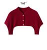 Women's 100% Pure Cashmere Button-Up Shoulder Warmer - Soft, Smooth, Solid Color Knit for Autumn & Winter with Half-High Collar