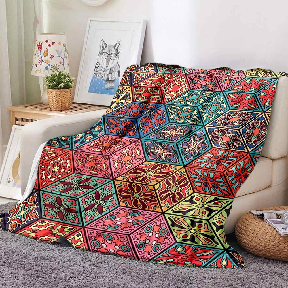 Hexagon Flannel Blanket Throw Blanket Soft Warm Sofa Bed Camping home Decor Unique Christmas Gift C9261532