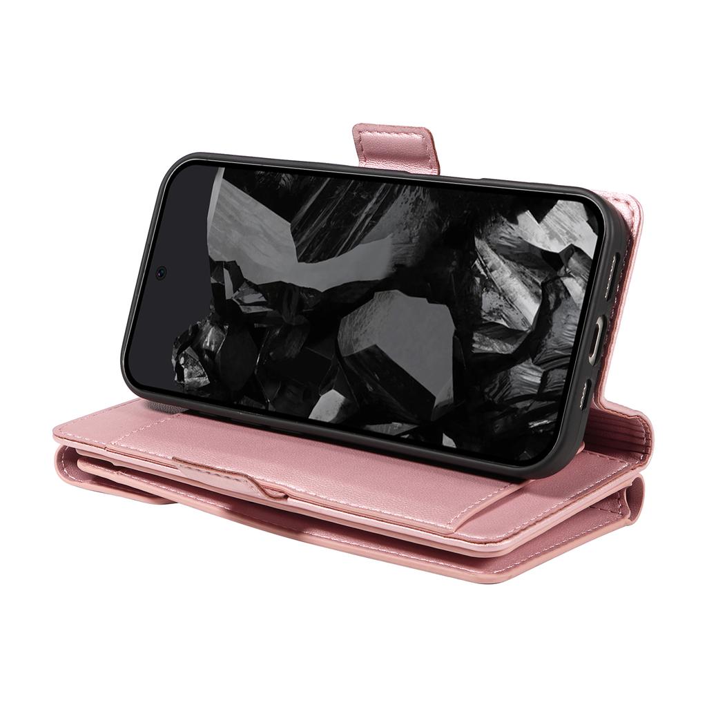 For Google Pixel 9 Pro/Pixel 9 Case with Multi-Card Holder and Strap PU Leather Phone Cover Stand