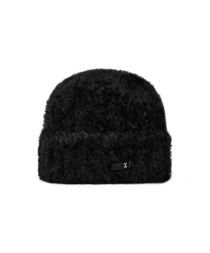Bajal Safety Pin Fur Beanie Black