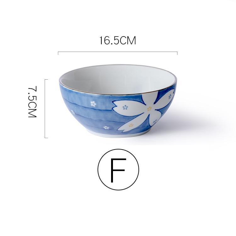 6.5 Inch Porcelain Ramen Bowl Ceramic Noodle Bowl Flower Design Soup Rice Bowl Microwave Safe 800ml