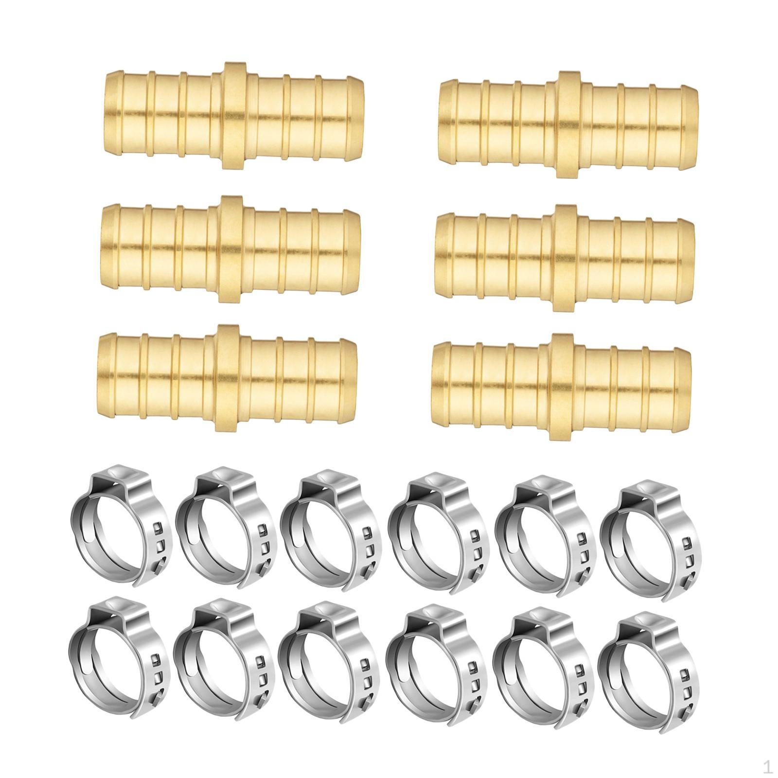 Pex Fittings Brass 1/2 inch Hose Connectors Rustproof with Stainless Steel Cinch Clamps for Floor