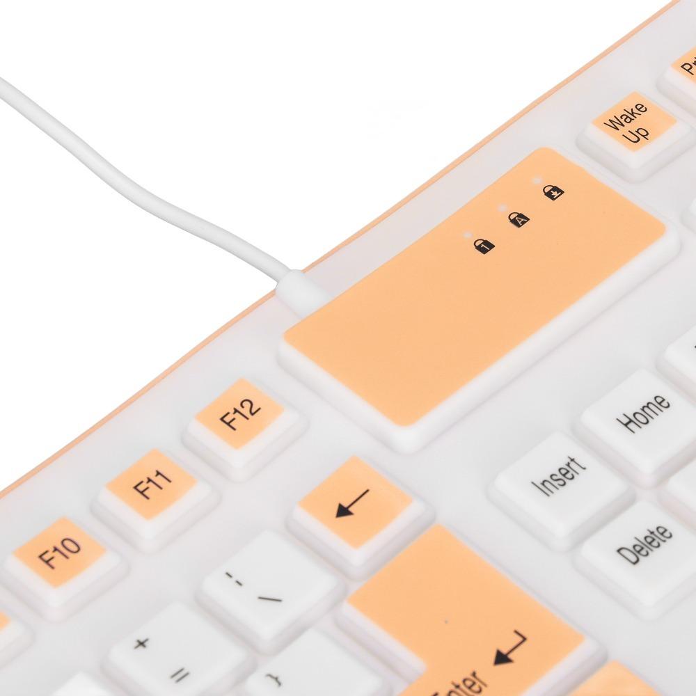 106 Keys Silicone Keyboard Waterproof Silent Keyboard Portable USB Wired Keyboard  Laptop Notebook