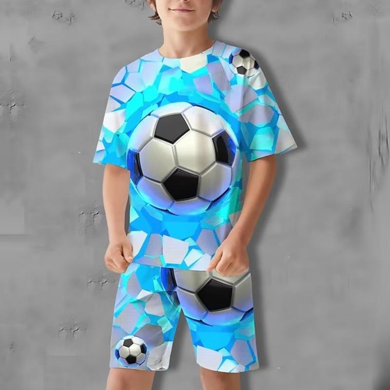 Football Stadiums 3D Print Kids Sets Fashion T-Shirts Beach Board Shorts Tees Tops Vintage Boys Girls Sportswear Suits
