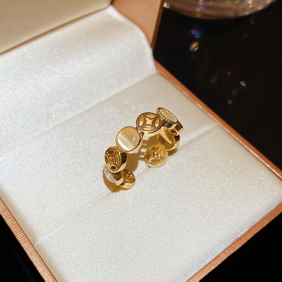 Maillard Vintage Geometric Flower Tiger's Eye Open Ring Simple Index Finger Ring Jewelry