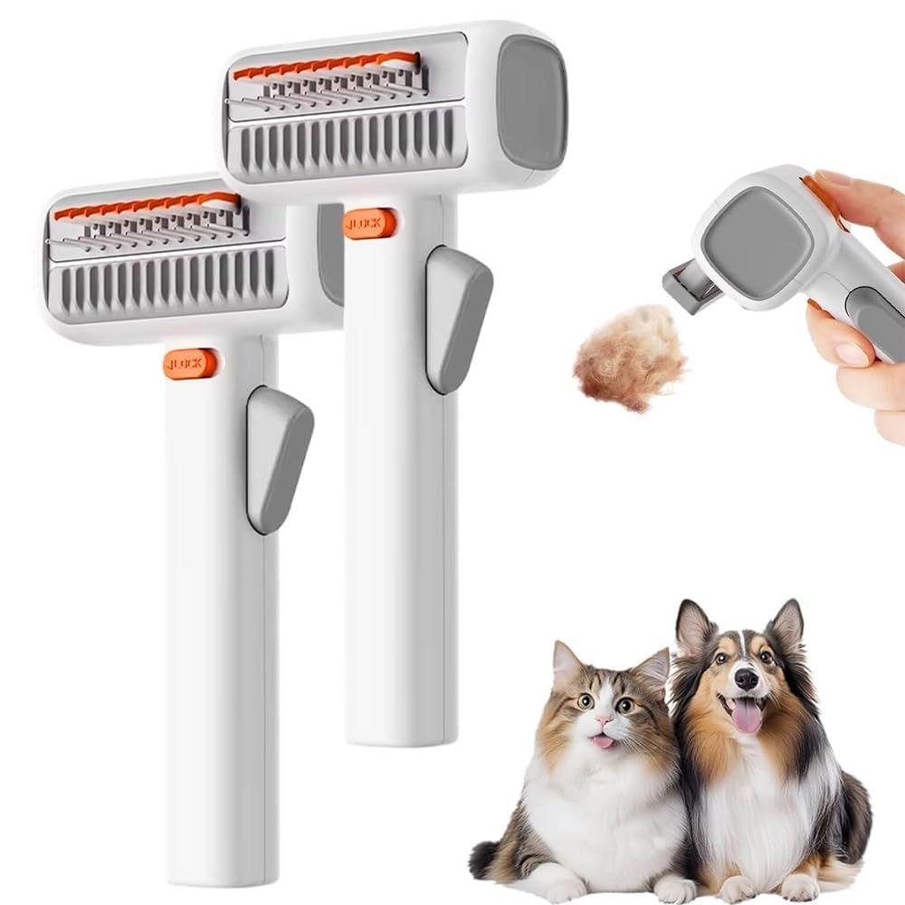 New 2-in-1 Pet Hair Comb Smooth One-click Dematting Combs Self Cleaning Hair Removal Pet Grooming Brush For Dogs Cats