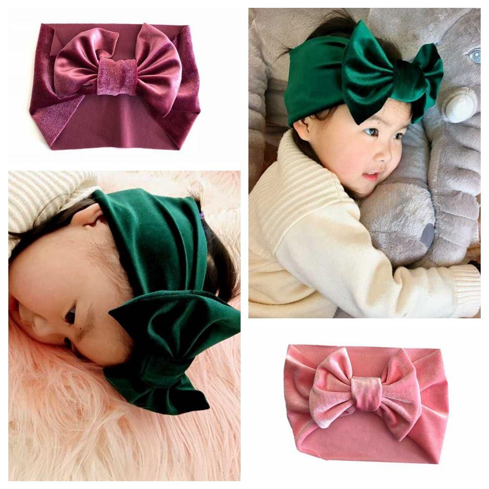 

Solid Children Elastic Bubble Big Bowknot Pleuche Hair Band Baby Butterfly Headband м ята зелений колір