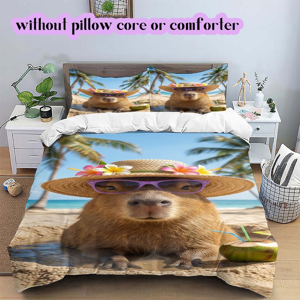 Animal Beach Vacation Pattern Bedding,Quilt Set Quilt Cover Pillowcase Home Birthday Gift (1*duvet cover+2*pillowcase,without core)