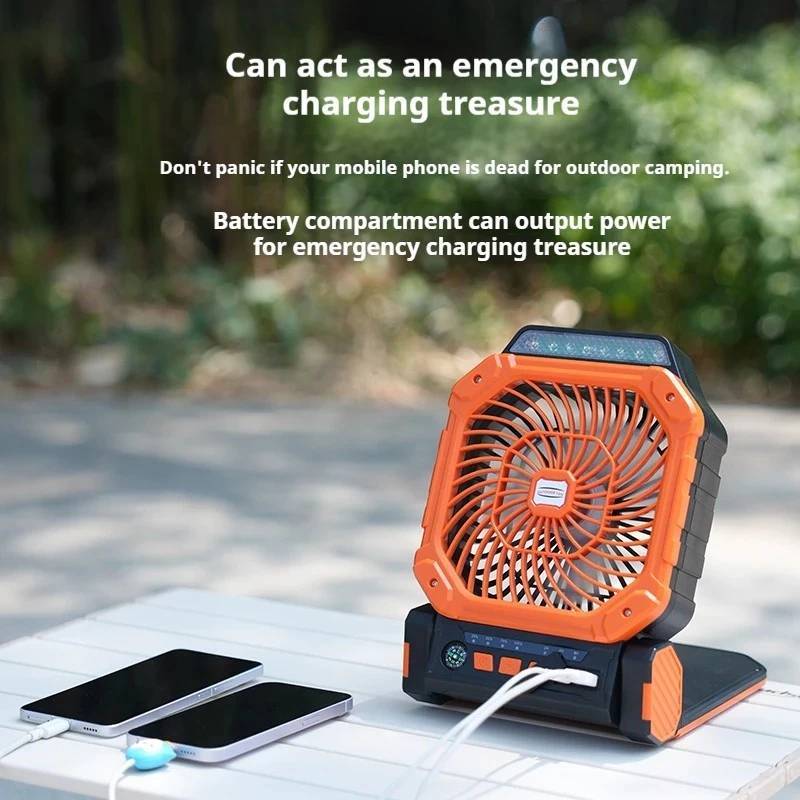 Camping Usb Fan With Lighting And Rechargeable Battery For Outdoor Adventures