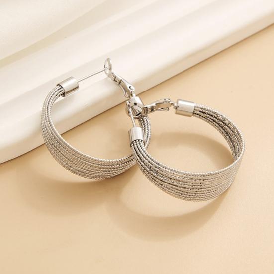 Women Open Ring Earrings Adjustable Multi-layer Solid Color Wide Electroplating Polished Alloy Lady Finger Ring Prom Party Daily Ear Jewelry