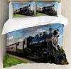 Cartoon Trein Dekbedovertrek Set Zwarte Treinen Beddengoed Set Jongens Tieners Mannen Slaapkamer Enkel Dubbel Dekbedovertrek Decor Dekbedovertrekken