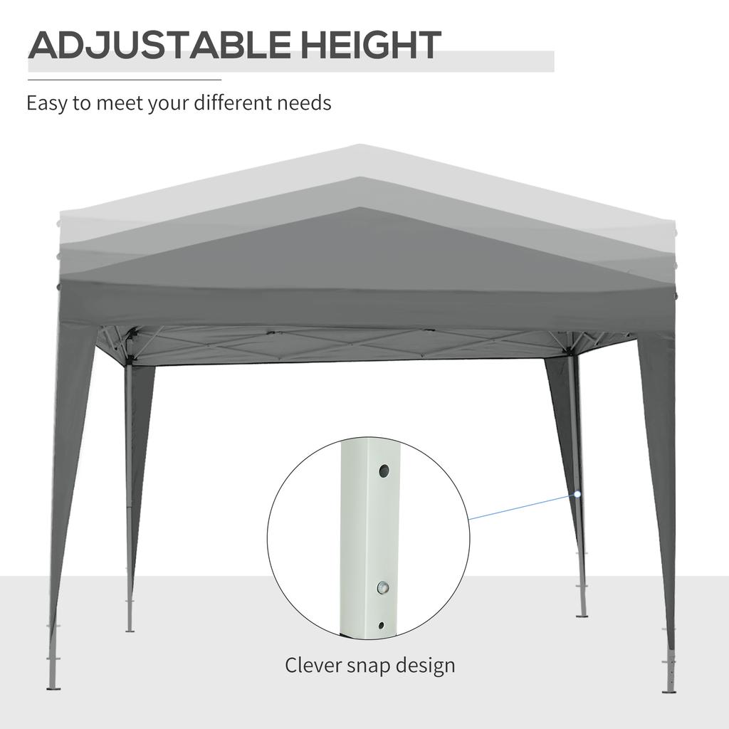 3x3(m) Pop-Up Gazebo, with Curtain Walls and Windows, Grey