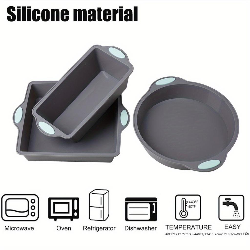Silicone Baking Set with Non-Stick Heat-Resistant Oven-Safe Cake Molds and Wavy Rectangular Tray- Dishwasher Safe, Even Heat Distribution