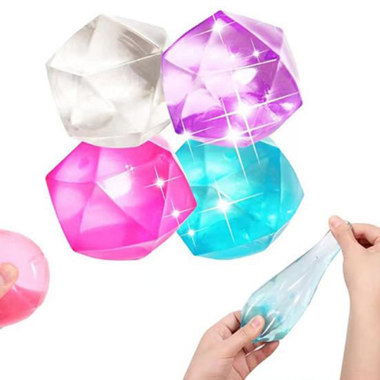 4Pcs Stress Cube Fidget Toy Slow Rebound TPR Anxiety Relief Rhinestone Squeeze Ball Toy Clear Ice Squishes Sensory Toy Kids Teens Adults Gift