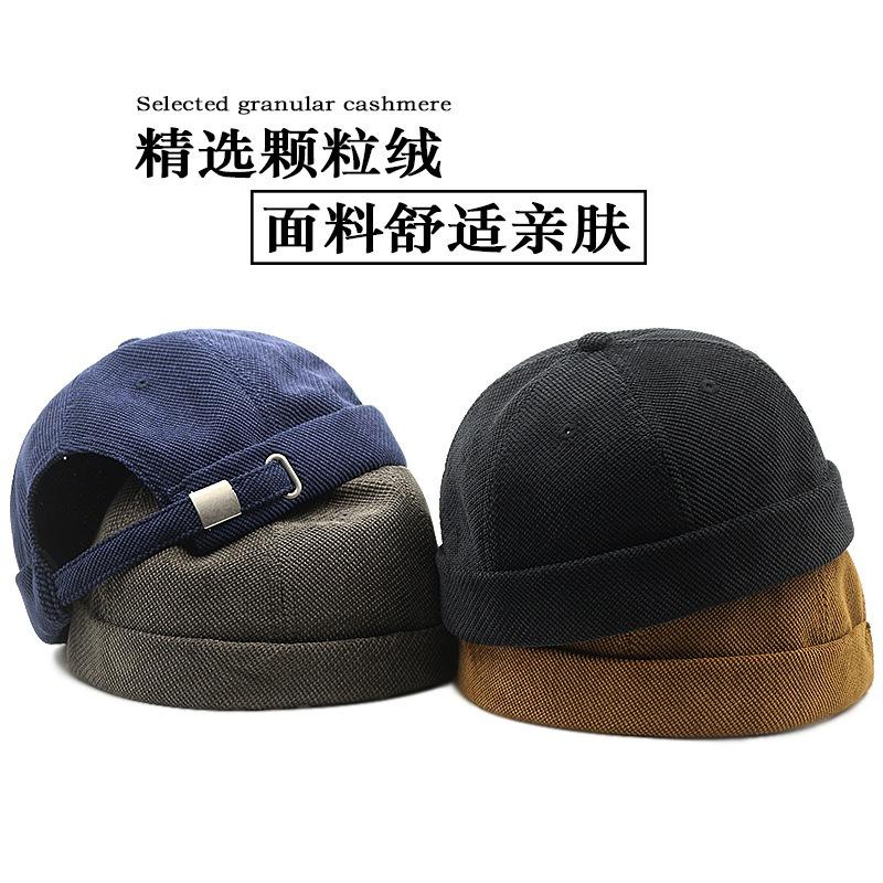 Hat Men's Granular Fleece Corduroy Hat Melon Hat Hip Hop Brimless Yuppie Hat
